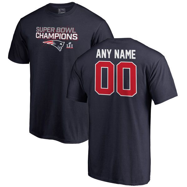 Men New England Patriots NFL Pro Line by Fanatics Branded Navy Super Bowl LI Champions Custom T-Shirt